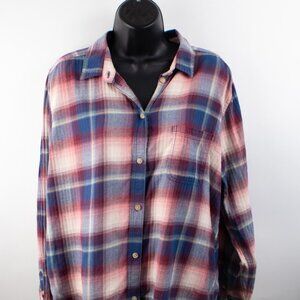 American Eagle Outfitters Boyfriend Fit Womena's XL Slim Fit Long Sleeve Plaid